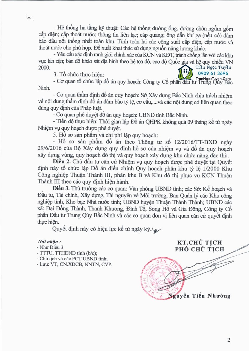 Quyết định 414 UBND Tỉnh Bắc Ninh điều chỉnh dự án Khu đô thị Thuận Thành 3 Bắc Ninh