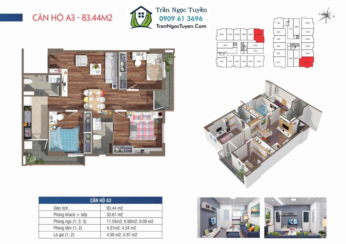 Căn hộ 83.44m2 chung cư Lộc Ninh SingaShine