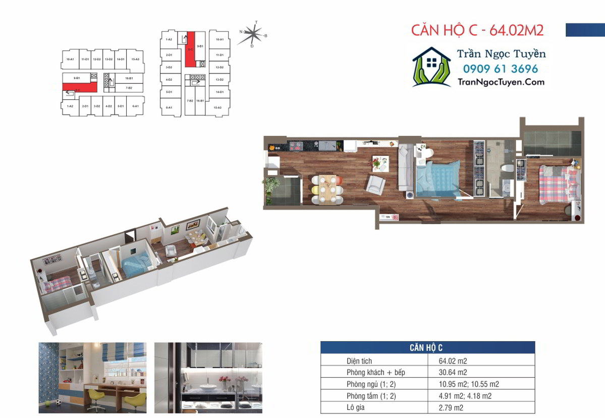 Căn hộ 64.02m2 chung cư Lộc Ninh SingaShine