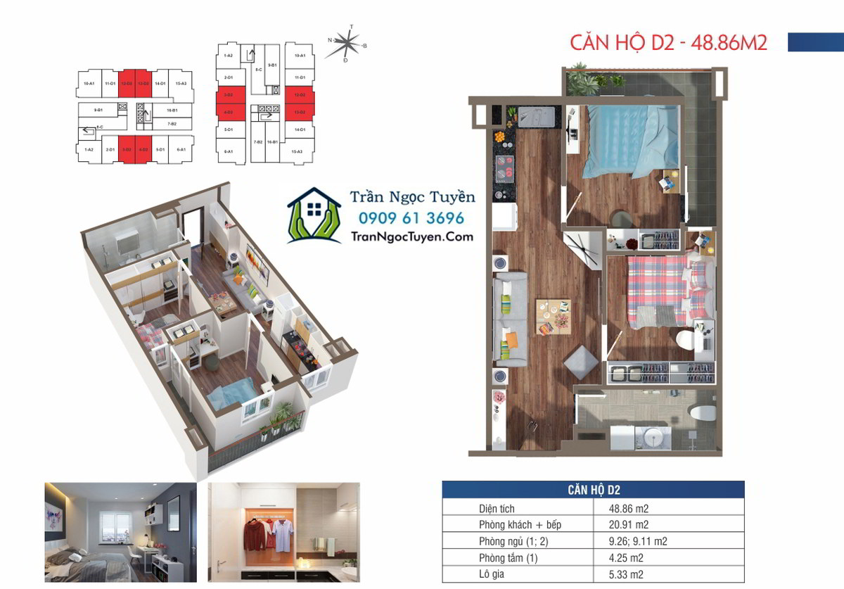 Căn hộ 48.86m2 chung cư Lộc Ninh SingaShine