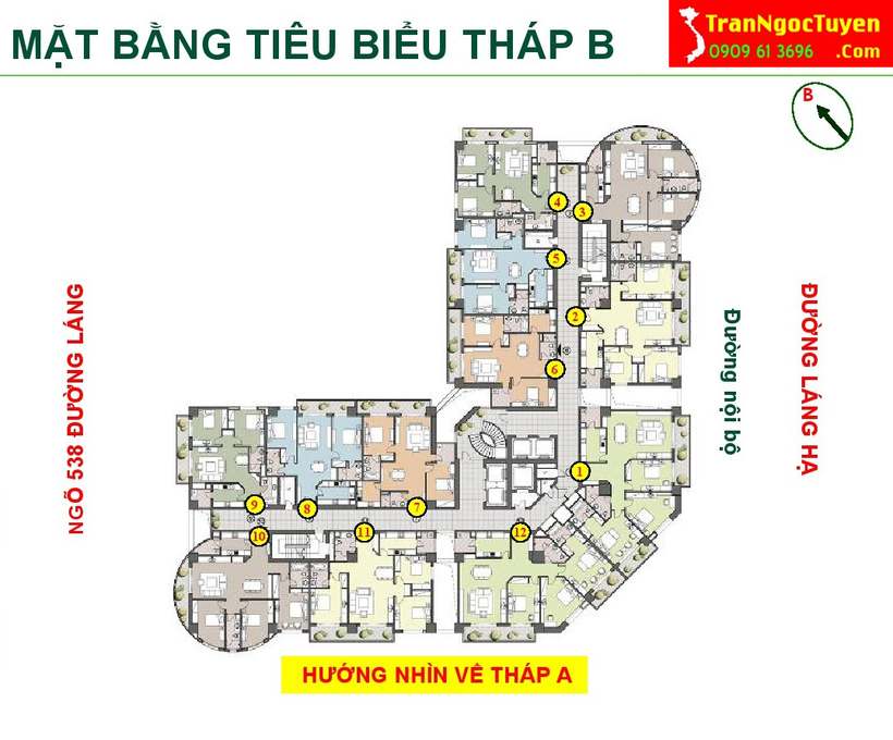 Chung cư 88 Láng Hạ mặt bằng tháp B