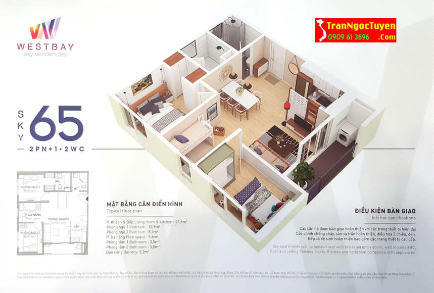 west bay sky residences căn hộ 65m2