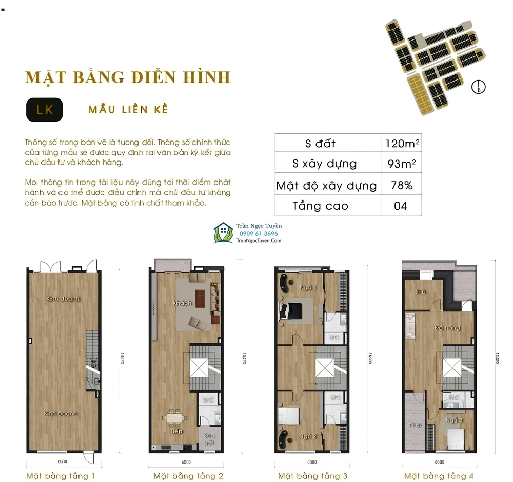 Mặt bằng thiết kế liền kề CentreVille Lương Sơn mẫu 120m2 đất