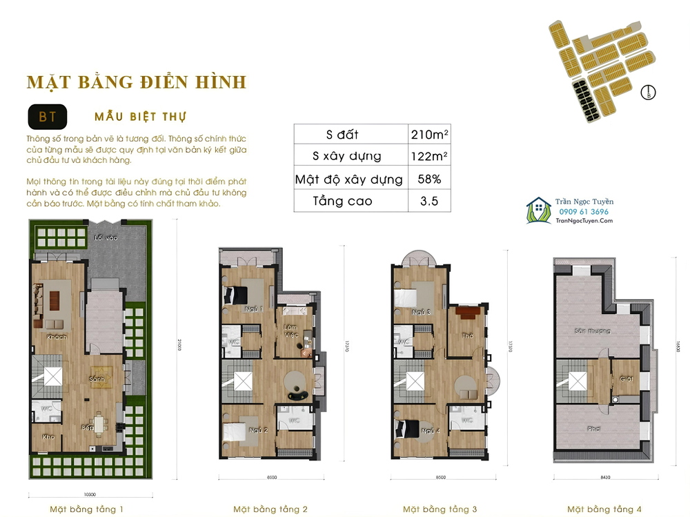 Mặt bằng thiết kế biệt thự Centre Ville Lương Sơn