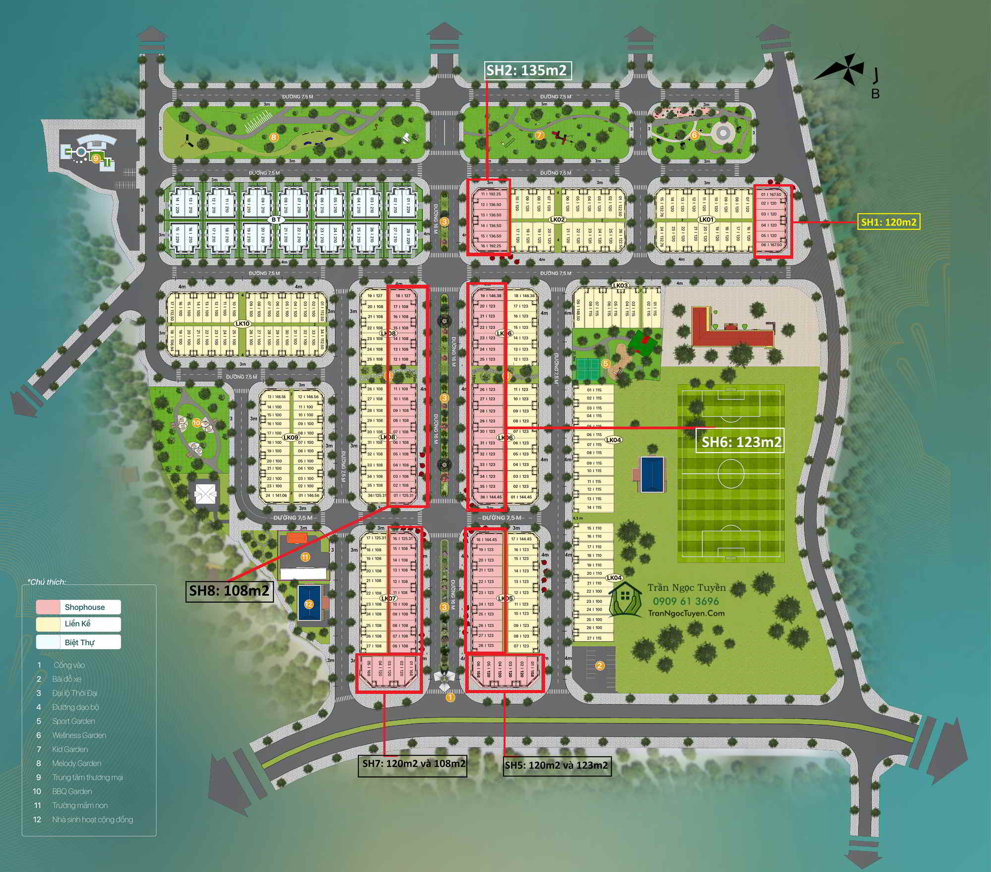 Vị trí các Block shophouse CentreVille Lương Sơn Vị trí các Block shophouse CentreVille Lương Sơn