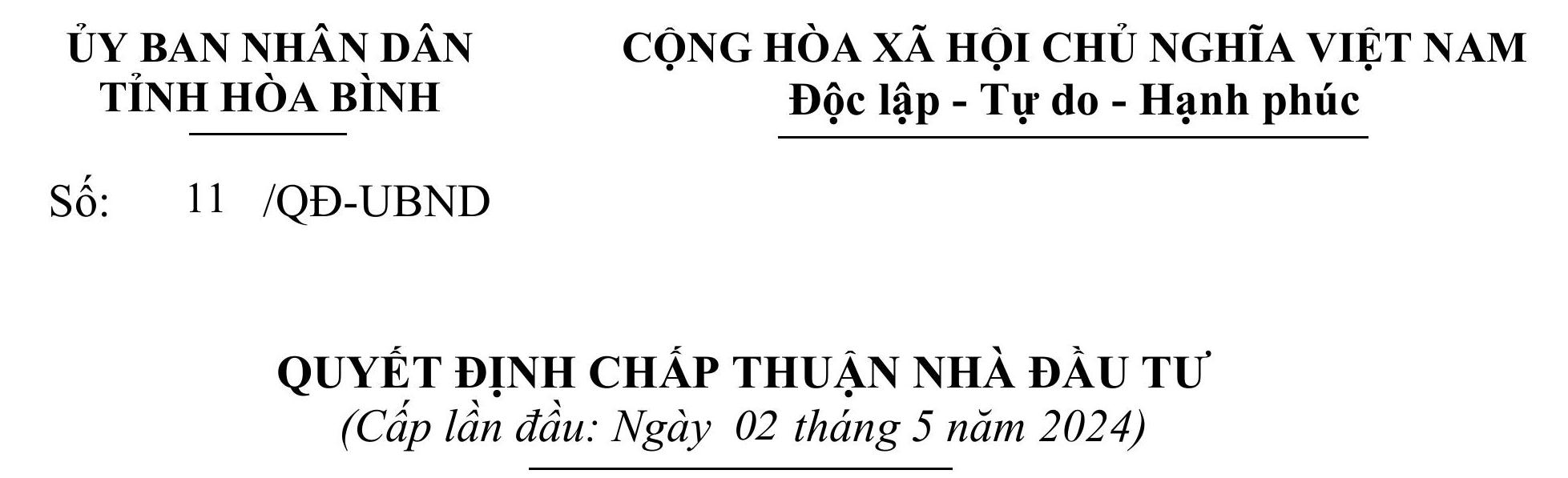 Quyết định chấp thuận Nhà đầu tư Khu đô thị thương mại và nhà ở Sông Bùi