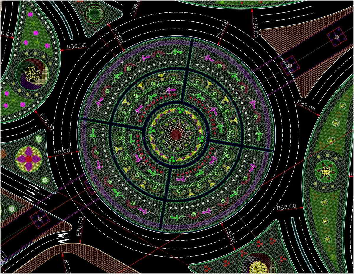 Đảo giao thông với nhiều cây xanh biểu tượng của văn hóa Việt Nam Đảo giao thông với nhiều cây xanh biểu tượng của văn hóa Việt Nam