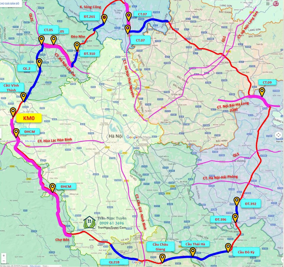 Bản đồ quy hoạch vành đai 5 Hà Nội