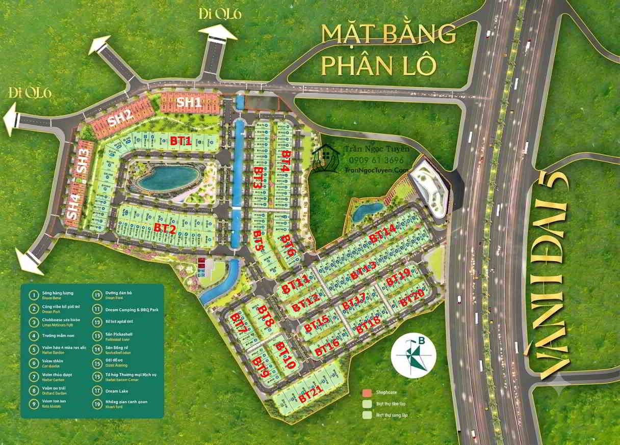 Sơ đồ phân lô Dream Garden City theo block