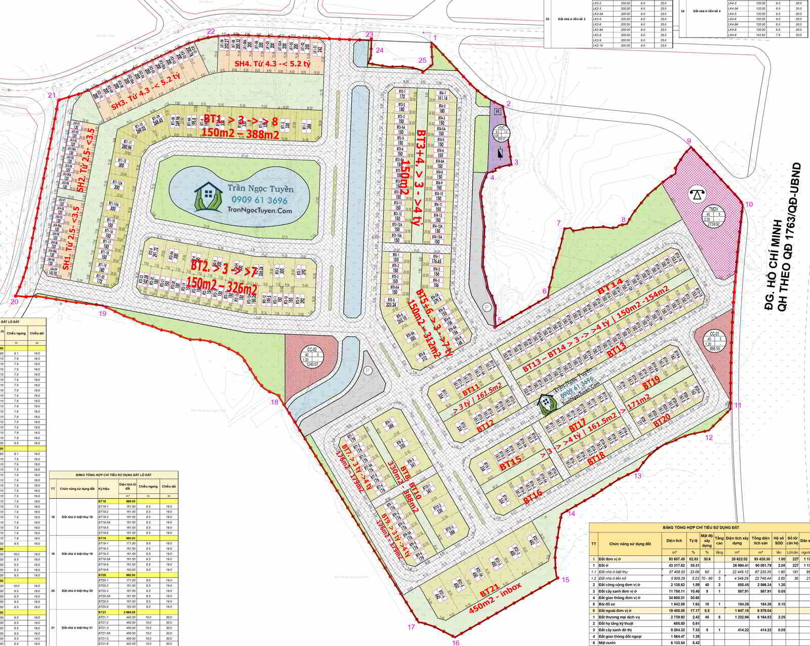 Giá Dream Garden City theo từng khu vực