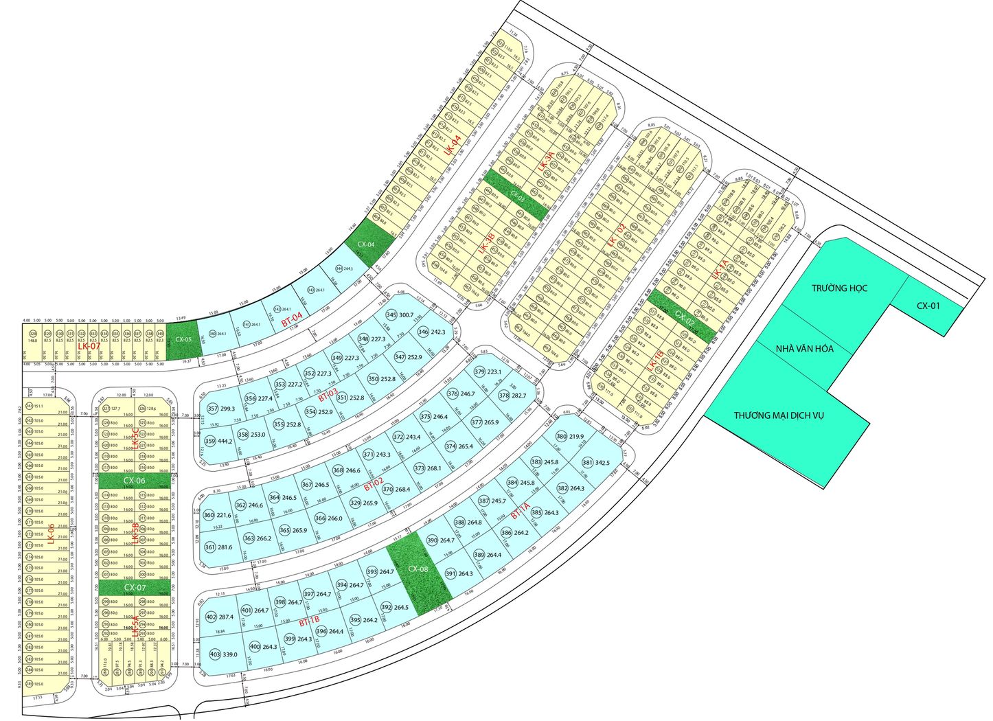 Mặt bằng phân lô dự án Hud Lương Sơn Central Point