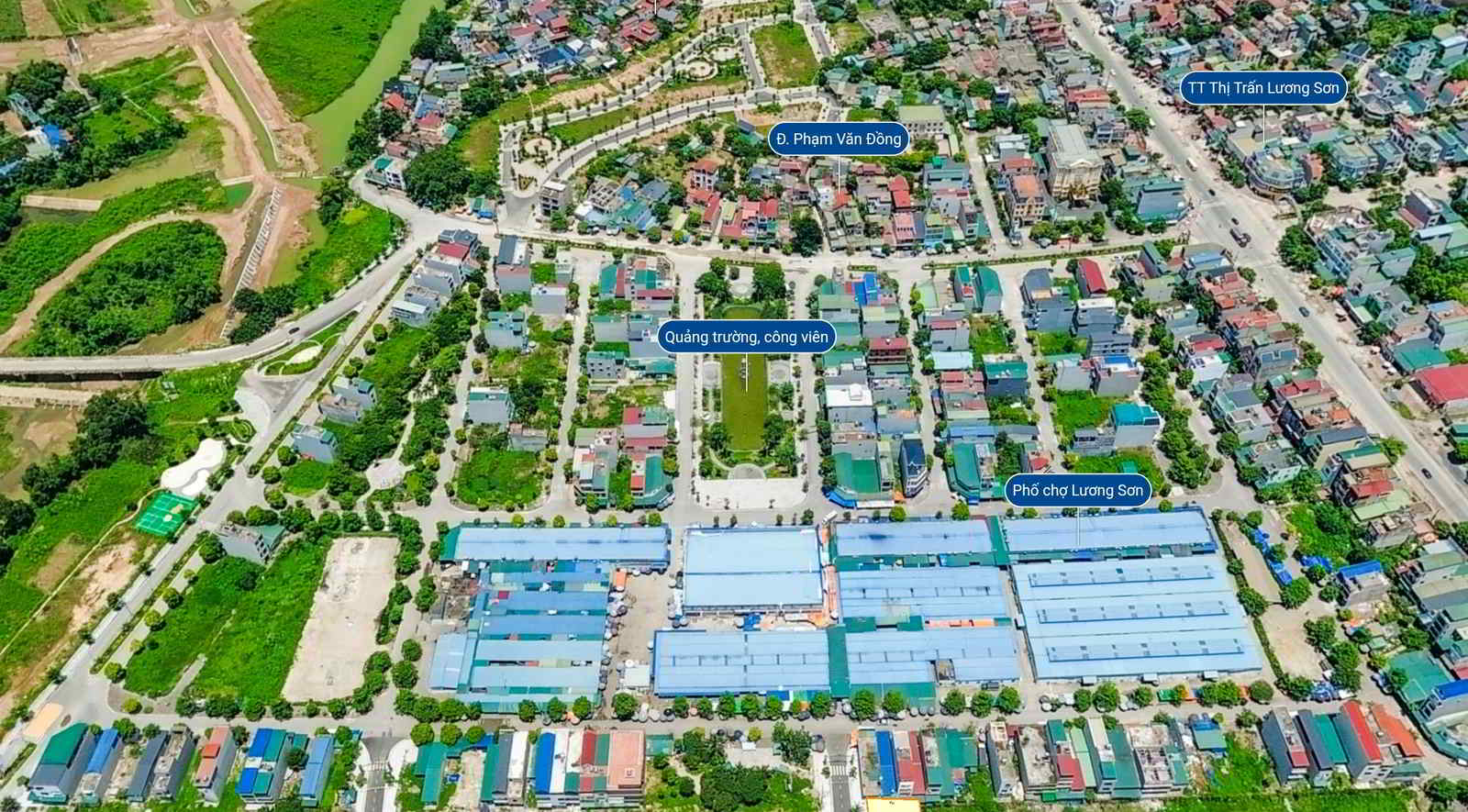 Phố chợ Lương Sơn nhìn từ trên cao