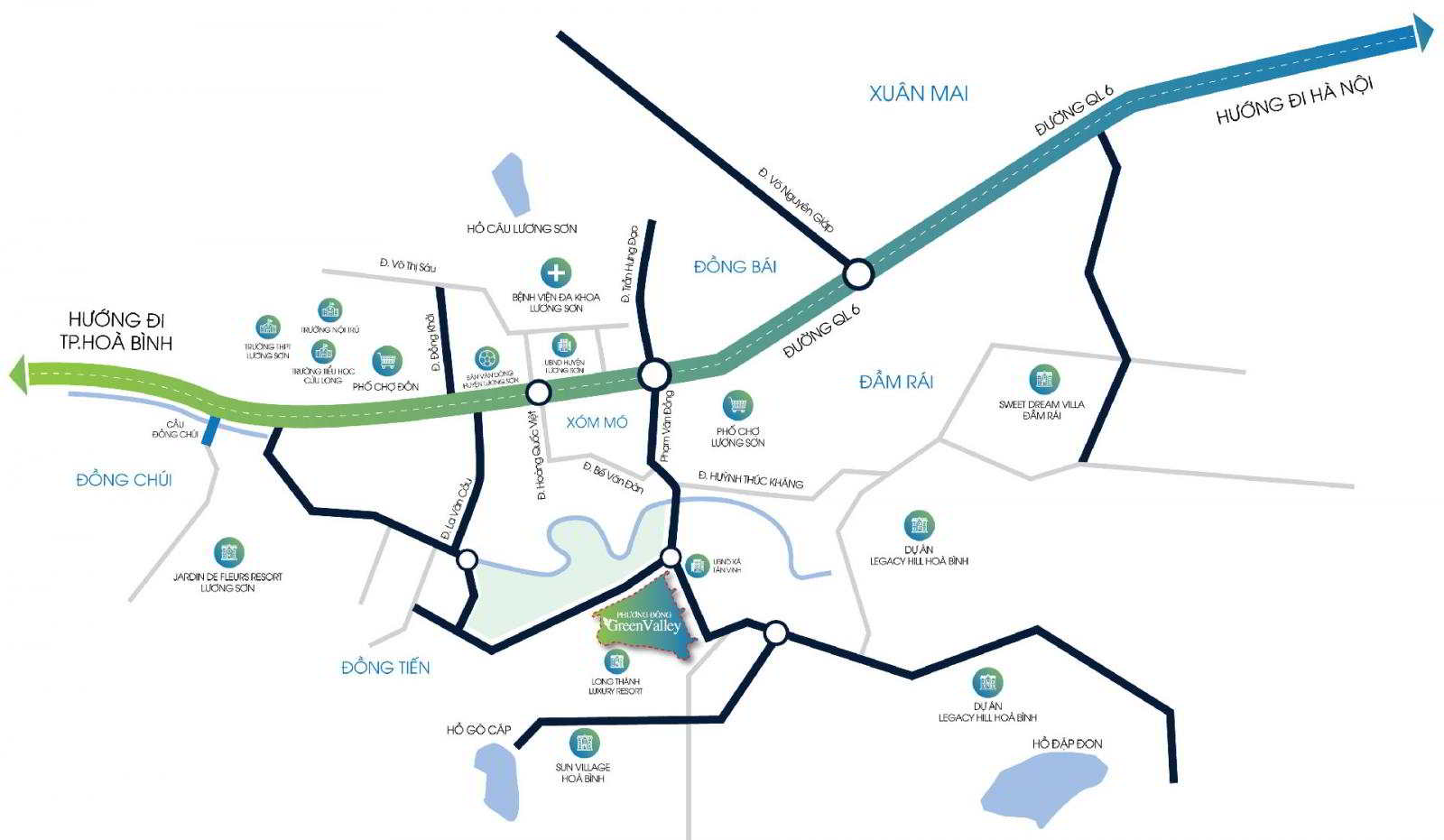 Vị trí dự án Phương Đông Green valley Lương Sơn